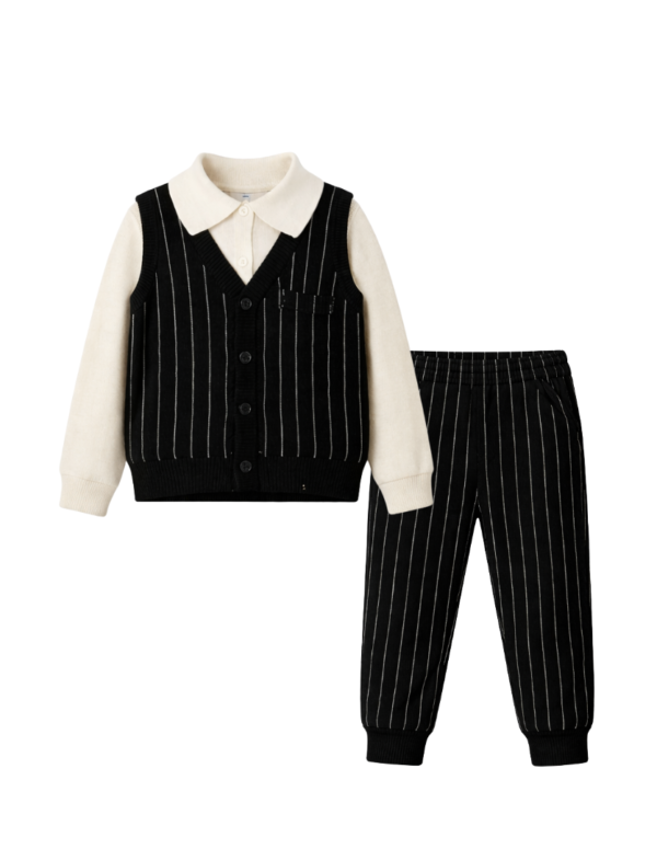 Unisex Stylish Knitted Co-Ord  Set White and Black