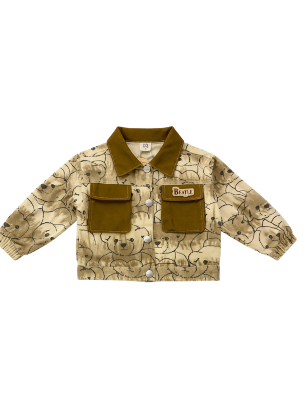 Kids Teddy Bear Print Corduroy Jacket