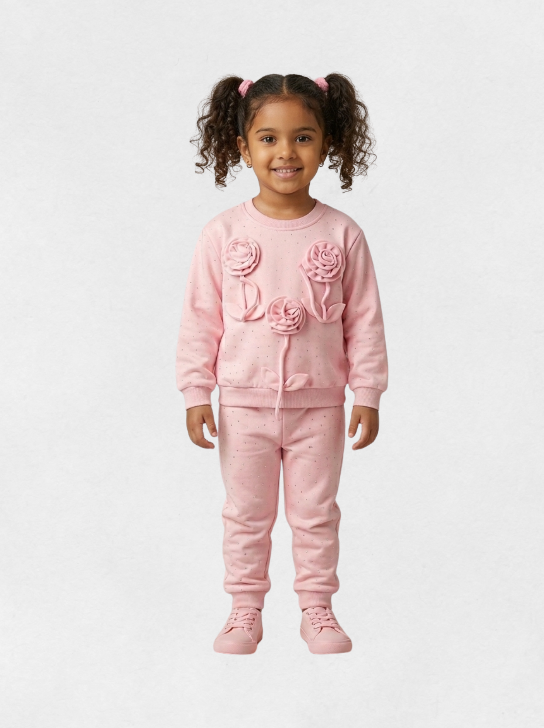 Girls Modern Stylish Babypink 3D Cord-Set - Image 3