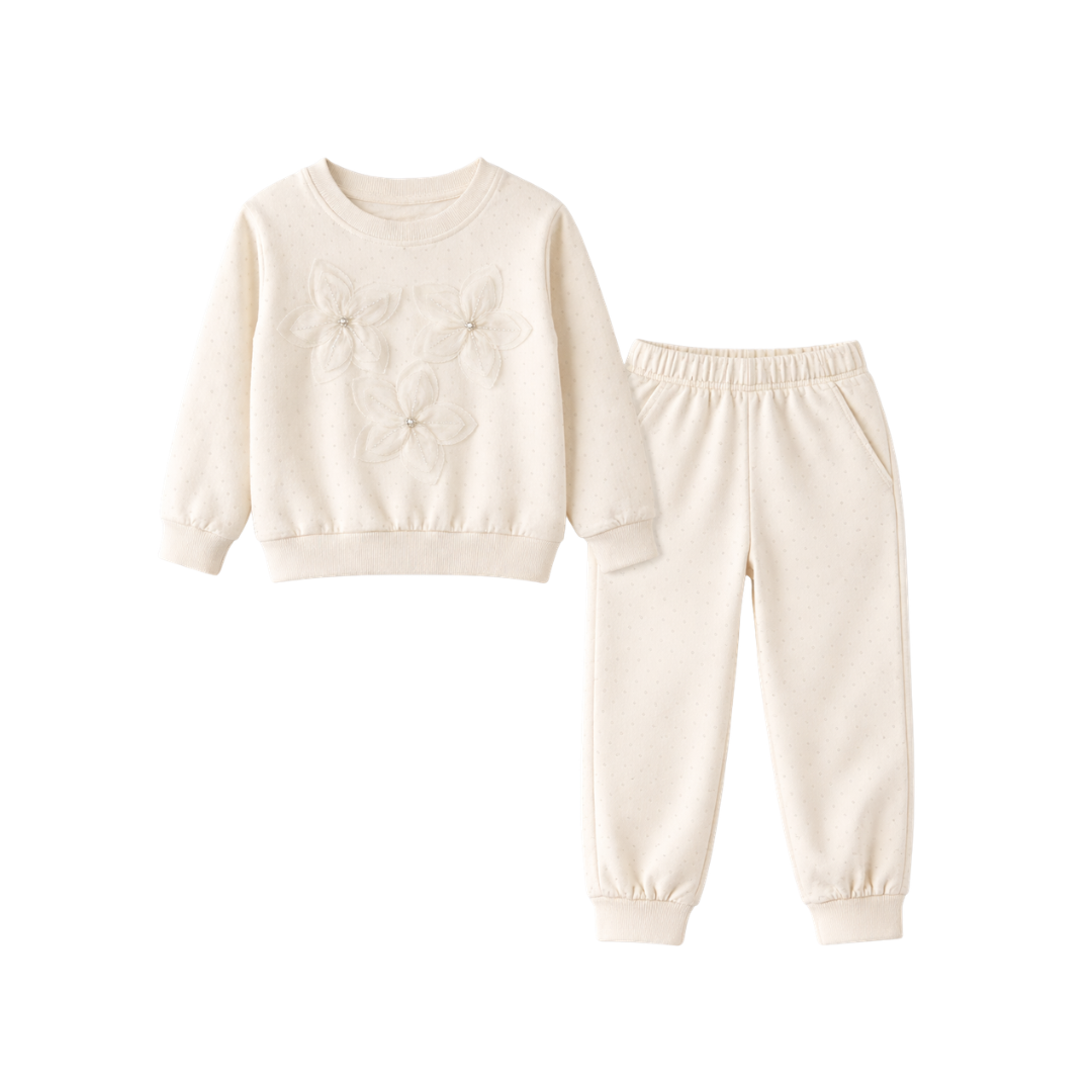 Girls Modern Stylish Cord-set Black3Flowers