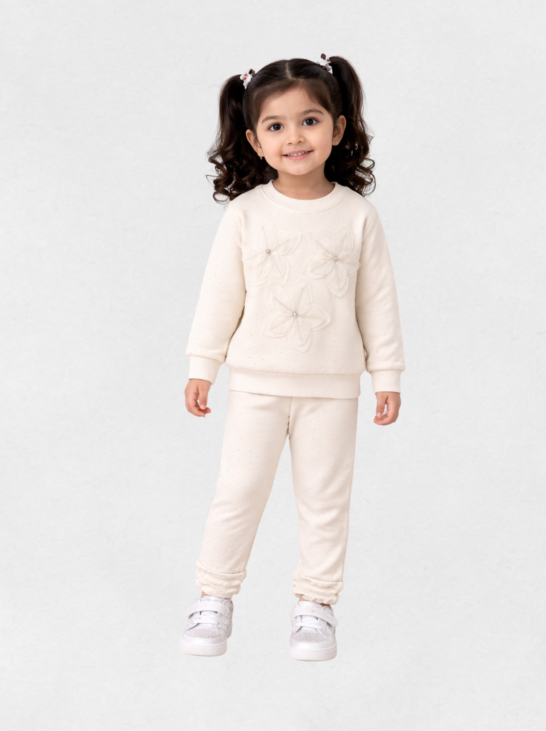 Girls Modern Stylish Cord-set Black3Flowers - Image 2